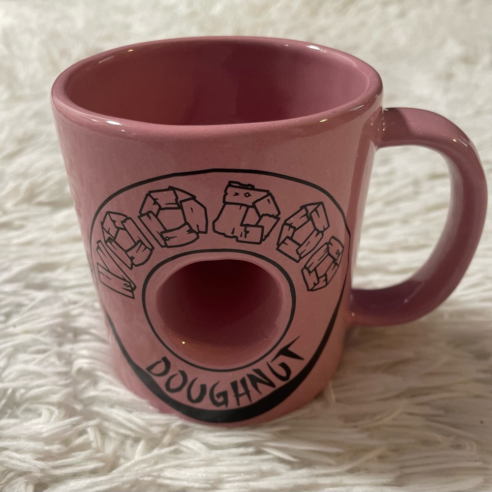 Voodoo Doughnut Donut Coffee Mug Cup The Magic Is In The Hole Pink Black Ceramic